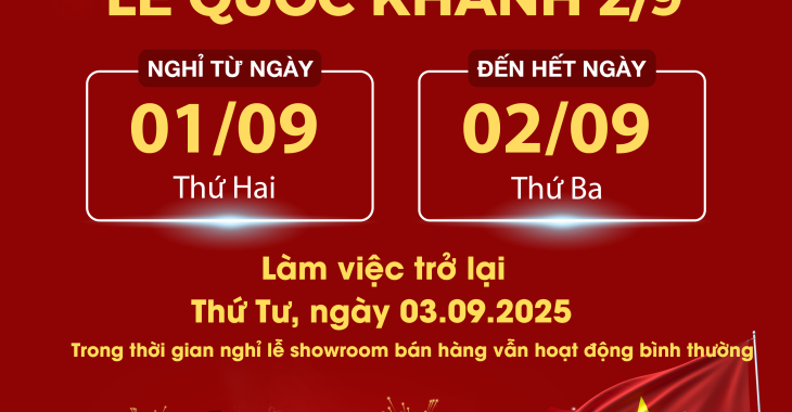 THÔNG BÁO NGHỈ LỄ QUỐC KHÁNH 2/9